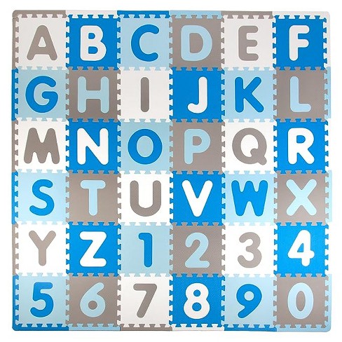 Insten Foam Alphabet & Numbers Floor Mat With Solid Colors, Soft Flooring  For Kids Playroom, Yoga & Exercising, 11.6x11.6 In : Target