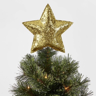 7.5in Unlit Glitter Fabric Star Tree Topper Gold - Wondershop™