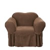 Soft Suede Chair Slipcover Chocolate - Sure Fit: Stretch Fit, Zipper Closure, Indoor Use, Machine Washable - 2 of 4