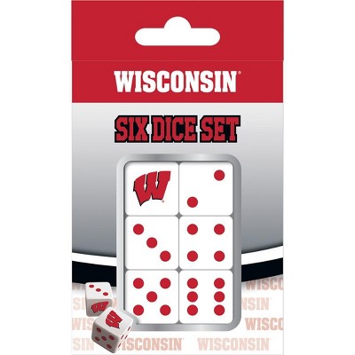 MasterPieces Officially Licensed NCAA Wisconsin Badgers - 6 Piece D6 Gaming Dice Set Ages 6 and Up