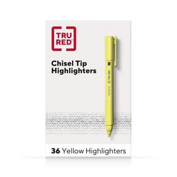 TRU RED Pocket Highlighter with Grip Chisel Tip Yellow 36/Pack TR54582