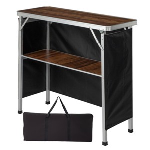 Syemin Folding Tables Portable Folding Bar Table Shelf, Tradeshow Podium Table with Carrying Bag, Heavy-Duty Patio Table, Brown, 39.37"*14.96"*34.65" - 1 of 4