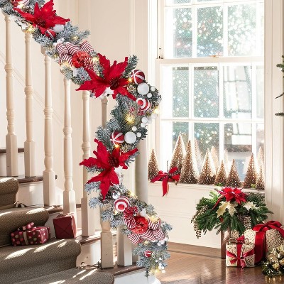 GAOMON 6 feet Pre-Lit Christmas Garland with Lights for Mantle Christmas Decor, Battery Operated Xmas Garland