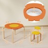 Angel Sar Kids Desk and Chair Set, 5-Piece Flower Design Table with 4 Chairs and Storage Bag, Solid Wood for Children - 3 of 4