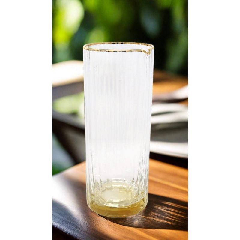 Classic Touch Glass Optic Pitcher with Gold Base and Rim, 9.75"H, 3 of 4