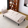 70-Inch Foldable Sofa with Adjustable Back, Convertible Sofa with Cup Holder and Side Storage, Cotton Sleeper Sofa with Wood Frame-Coolbibila - 3 of 4