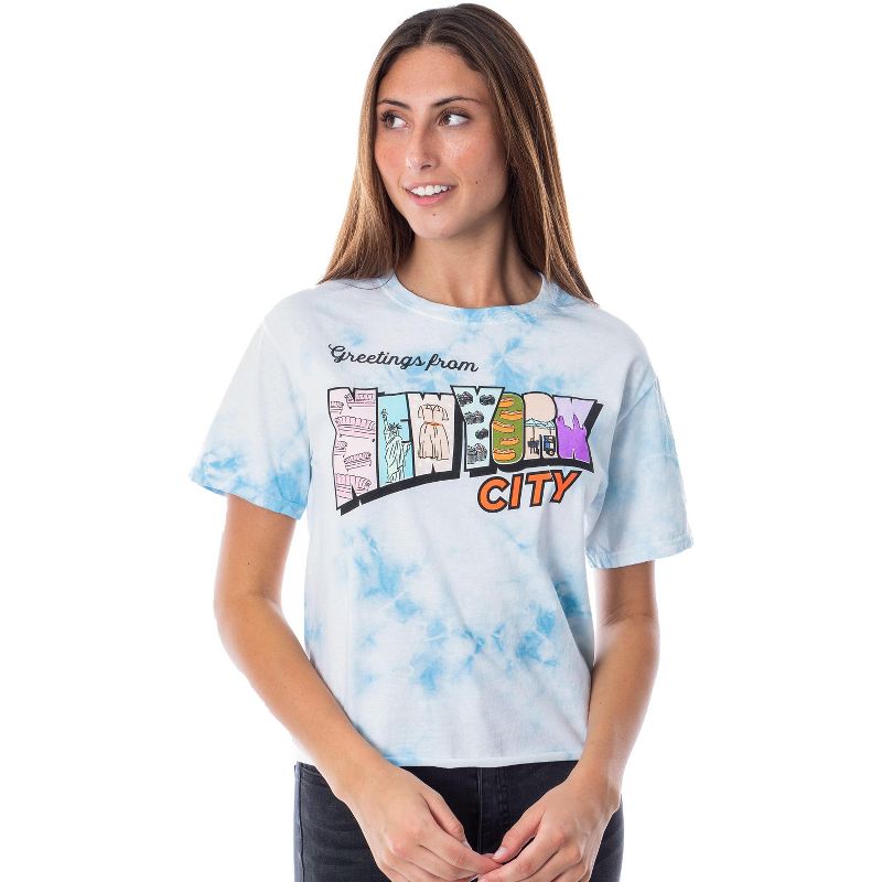 To All The Boys Juniors' Greetings From New York City Tie Dye Crop T-Shirt, 1 of 7