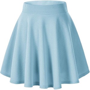 Women's Basic Stretch Flared Skater Skirt - Versatile Casual Mini Skirt for Effortless Style Light Blue - 1 of 4
