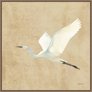 30"x30" Egret Alighting II by Kathrine Lovell Framed Canvas Wall Art Print Bronze - Amanti Art: Modern Style, Animal Subject - 1 of 4