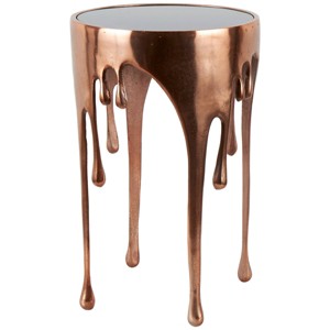 Olivia & May Aluminum Drip Accent Table: Smoked Glass, Cast Aluminum, Rustic Look, No Assembly Required - 1 of 4