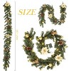 GAOMON Christmas Garland with Lights, 6Ft Battery Operated Garland Christmas Decorations with Poinsettias Ball Ornaments - 4 of 4