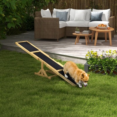 71" Wooden Dog Agility Equipment for Training And Exercise,Outdoor Teeter Totter with Non Slip Surface,for Dogs up to 110 lbs–LAOTIES