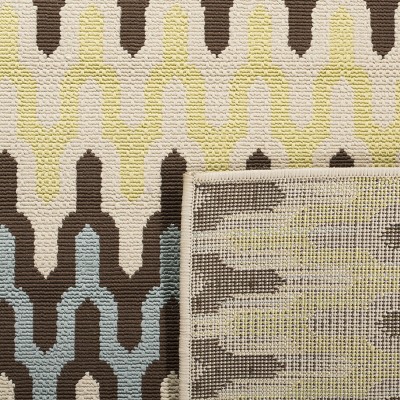 Light Blue and Green Geometric Outdoor Area Rug