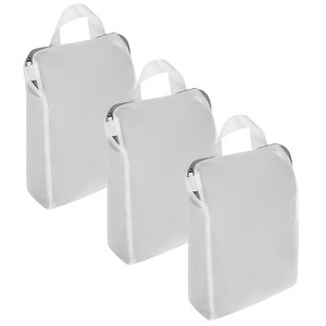 Unique Bargains Mesh Zipper Handle Laundry Bags 1 Pc White - 1 of 4