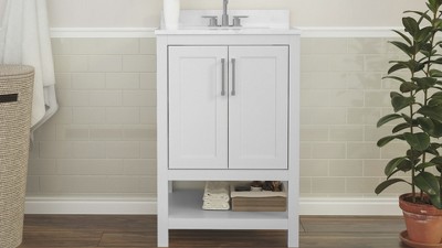 Vivien 24" White Composite Freestanding Bathroom Vanity with Ceramic Sink