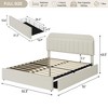 Upholstered Platform Bed Frame with Storage Headboard & Drawers, Velvet Fabric Bed for Kids/Teens, Solid Wood Slats, Low Profile - 3 of 4