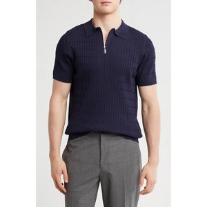 TR-PREMIUM- TRCK-11543 Textured Sweater Knit Zip Polo - 1 of 4