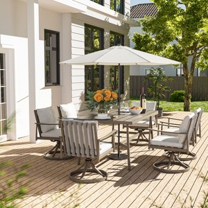 HAPPATIO Patio Outdoor Dining Set, Aluminum Patio Dining Set Includes 1 Outdoor Dining Table with Umbrella Hole and Dining Chairs for Lawn, Porch. - 1 of 4
