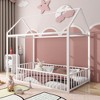 Twin Size Metal Bed Frame in House Shape with Enclosing Fence - 3 of 4