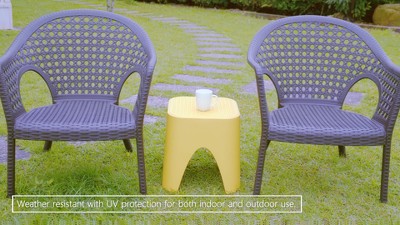 Mallorca Brown Stackable Resin Outdoor Accent Table Set