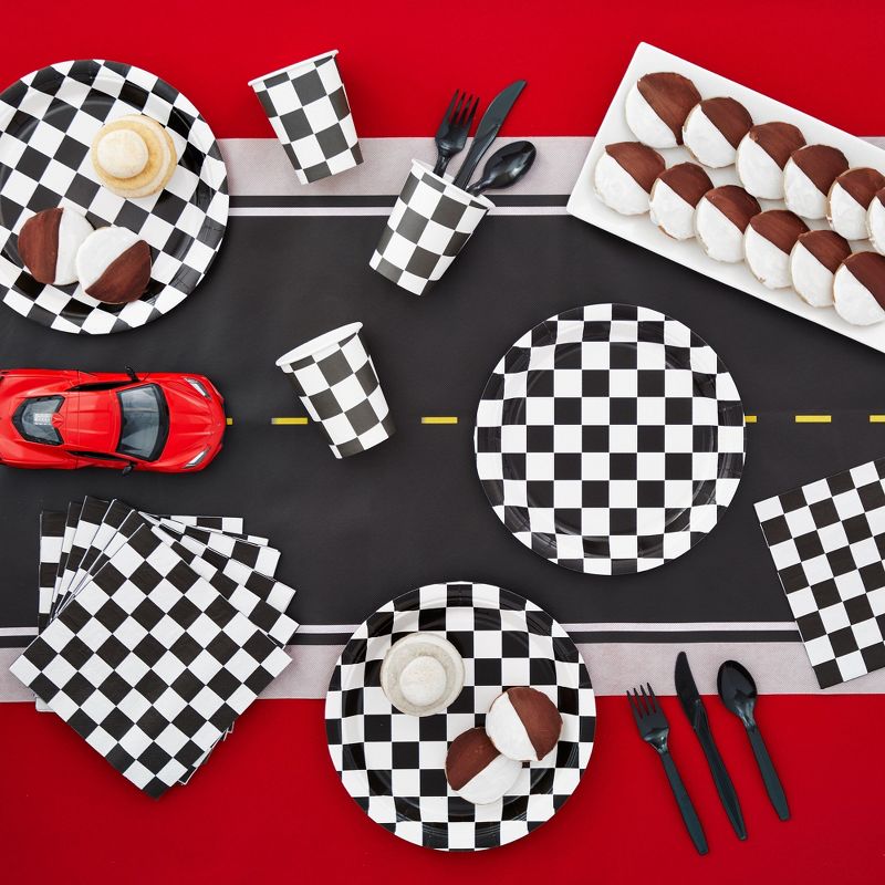 Juvale 144 Piece Disposable Dinnerware Set, Race Car Birthday Party Supplies (Serves 24), 2 of 9