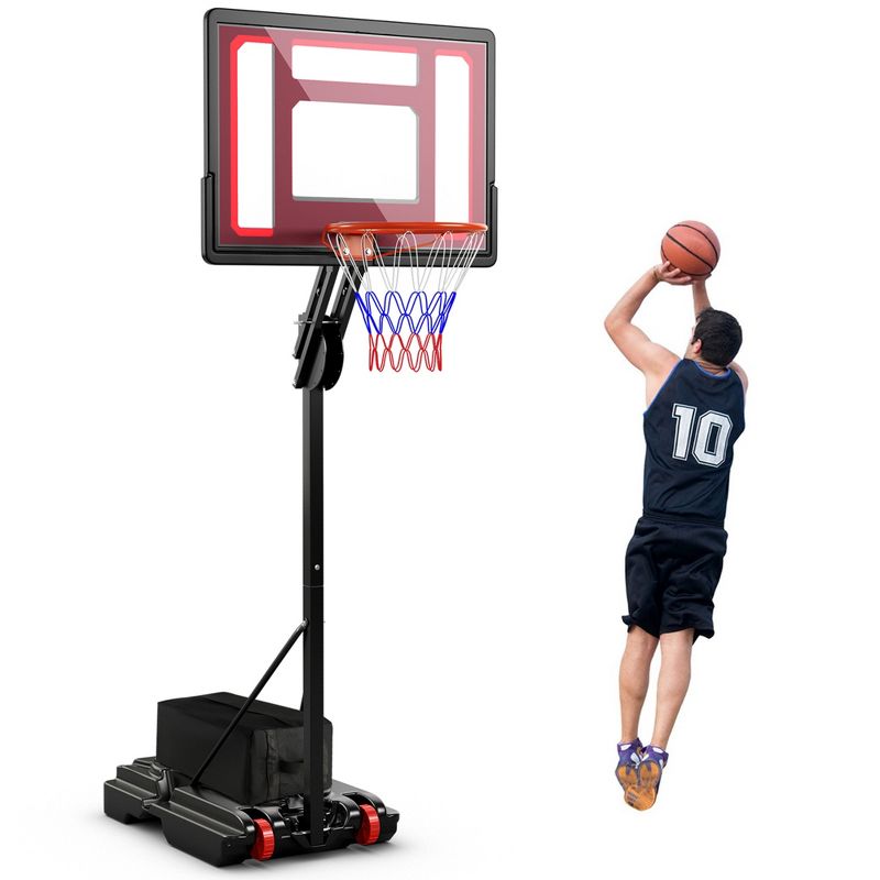 Costway Portable Basketball Hoop System 5-10 FT Adjustable with Weight Bag Wheels Outdoor, 1 of 11