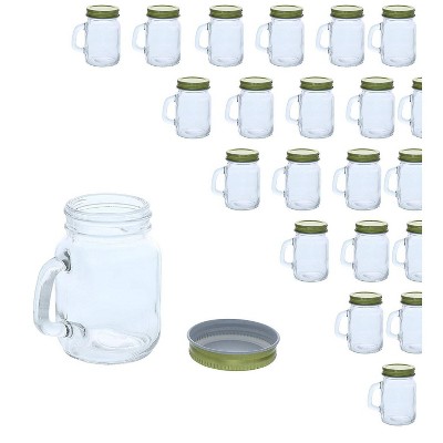 48x Mini Clear Mason Jars Set with Gold Lids for Spices Honey Jam Baby Food, 4oz