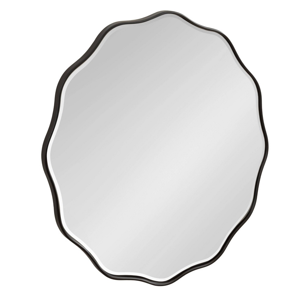Photos - Wall Mirror Kate & Laurel All Things Decor 26"x26" Viona Round Scalloped Mirror Black