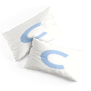 Deny Designs King April Lane Art Block Blue Monogram C Microfiber Printed Pillow Sham - 1 of 3