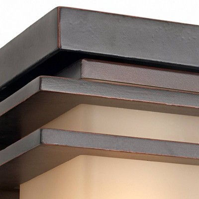 19" Bronze and Amber Glass Mission Style Outdoor Wall Light