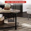 2-Tier Round Wood Coffee Table with Storage Shelf & Roman Column Metal Frame - 4 of 4