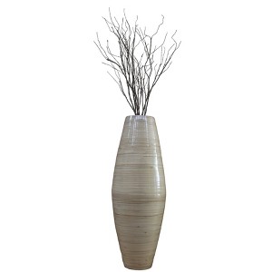 Uniquewise Bamboo Cylinder Shaped Floor Vase - Handcrafted Tall Decorative Vase - Ideal for Dining Room, Living Room, and Entryway - 1 of 4