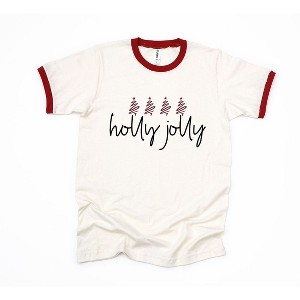 Simply Sage Market Women's Holly Jolly Trees Short Sleeve Ringer Tee - 1 of 3