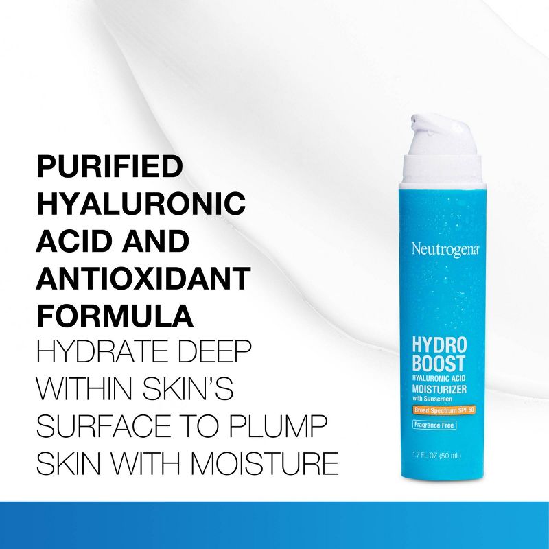 Neutrogena Hydro Boost Hyaluronic Acid Facial Moisturizer to Hydrate &#38; Soothe Dry Skin - Fragrance Free - SPF 50 - 1.7 fl oz, 4 of 13
