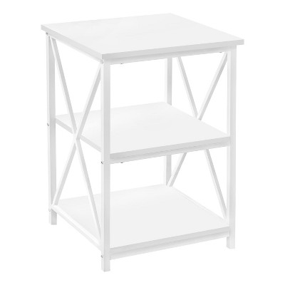 Accent Table Side End Nightstand Lamp Living Room Bedroom White Laminate White Metal Contemporary Modern