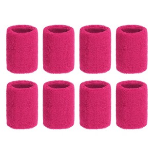 Unique Bargains Sweat Absorbent Elastic Tennis Badminton Basketball Wrist Sweatbands 8 Pcs - 1 of 4
