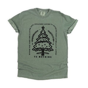 Simply Sage Market Women's Trees Glisten Children Listen Short Sleeve Garment Dyed Tee - 1 of 2