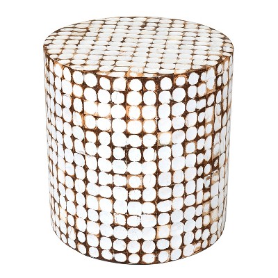 Columbia Coconut Shell Inlay Accent Table White - East At Main: Durable ...