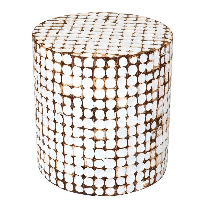 Columbia Coconut Shell Inlay Accent Table White - East At Main, 1 of 8