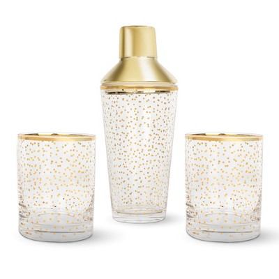 American Atelier Cocktail Shaker with 2 Stemless Flutes, 3-Piece Set,  Champagne Glasses, Bar Accessories Gift Set