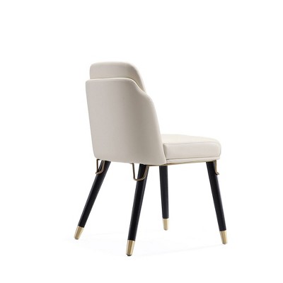 Estelle Cream & Black Faux Leather High-Back Side Chair