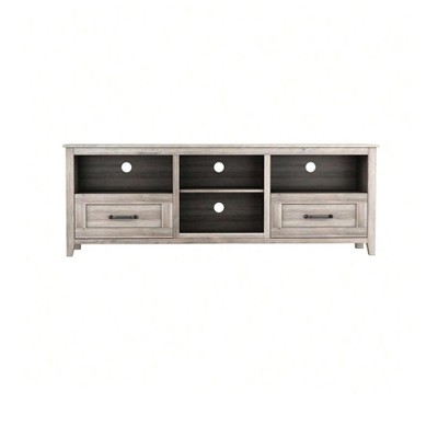 Grey Wooden TV Stand for TVs Up to 70 Inches, Media Console with Drawers and Open Shelf, Large Storage Space, Versatile Kitchen Buffet Table