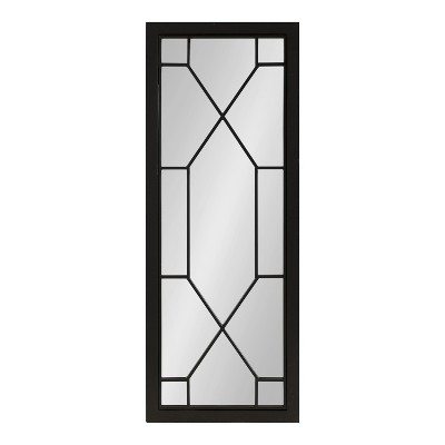 Mavis Black Framed Rectangular Wall Mirror with Geometric Inlay