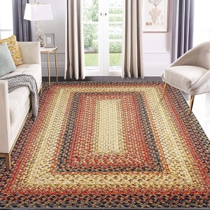Washable Modern Braided Printed Rug Non Slip Low Pile Rug Soft Contemporary Throw Floor Cover Foldable Indoor Carpet for Living Room Bedroom - 1 of 4