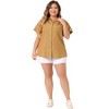 Agnes Orinda Women's Plus Size Short Sleeve V Neck Chest Pocket Solid Button Down Shirts - 3 of 4