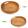 Aoibox Round Rattan Serving Tray with Handles, Set of 2 Hand Woven Baskets for Home Decor, Organizer Tray for Tea, Snacks, Coffee, and Fruit Storage - 2 of 4