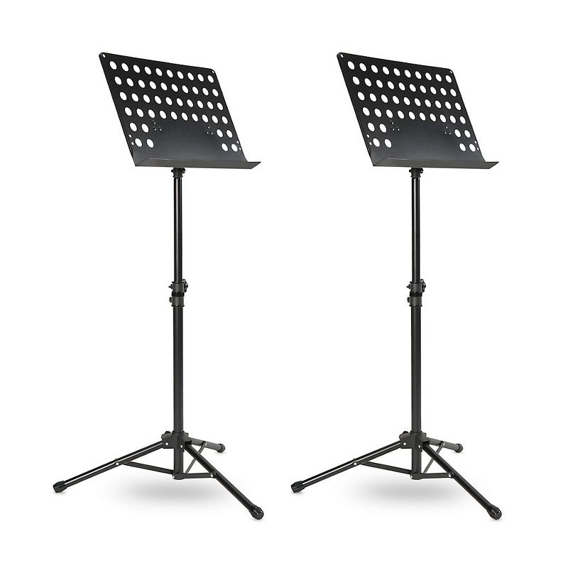 Musician's Gear Tripod Orchestral Music Stand Perforated Black - 2 Pack, 1 of 7