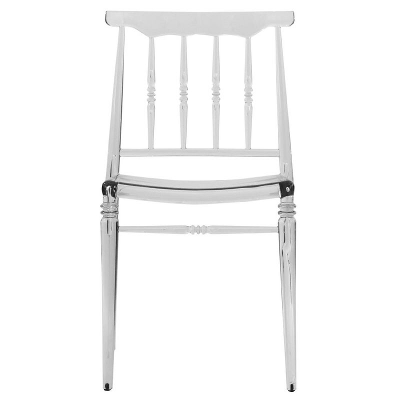 LeisureMod Spindle Modern Acrylic Dining Chair Stackable Design, Clear, 2 of 9
