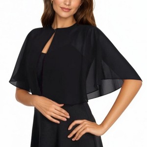 Anna-Kaci Women’s Sheer Flutter Sleeve Capelet Topper with Flowing Layered Silhouette and Elegant Front Closure - 1 of 4