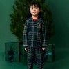 Kids Green Tartan Plaid Flannelette Luxe Pajama Set - Posh Peanut - 3 of 4